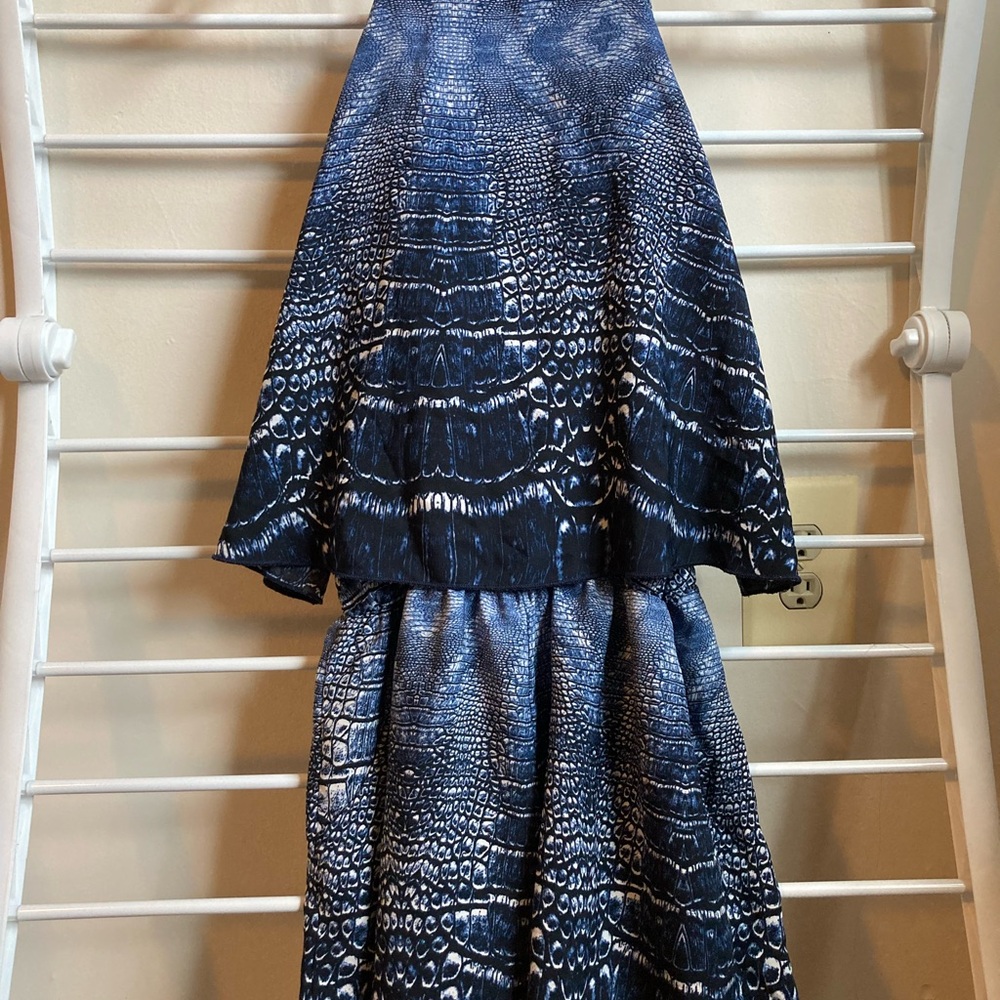 Elegant Blue Patterned Romper